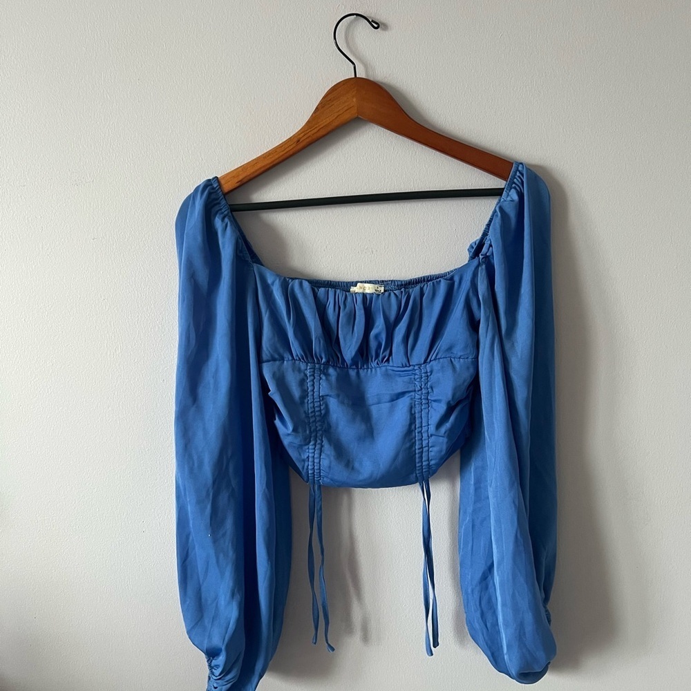 O. Vianca Blue Long Sleeve Blouse